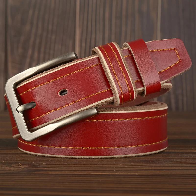 Fashion Men Belts Genuine Leather Luxury Designer Brown Vintage Waist Belt For Jeans Thread Belt Cowboy Hombre